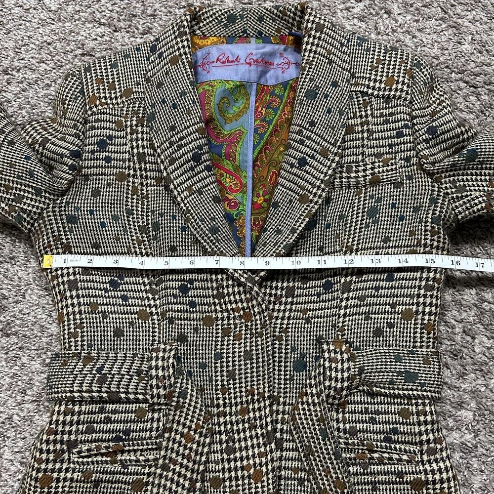 Robert Graham Wool Blazer Suit Jacket Herringbone Geometric Pattern Size 4 Women - Picture 5 of 10